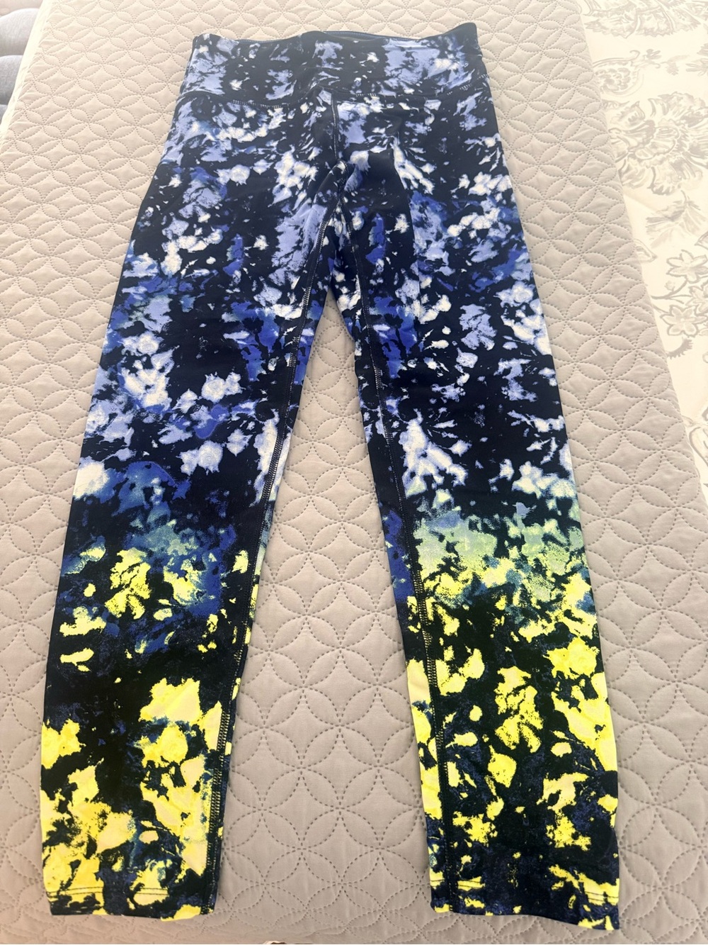 Calvin Klein Black, Blue & Yellow Tie-Dye Leggings